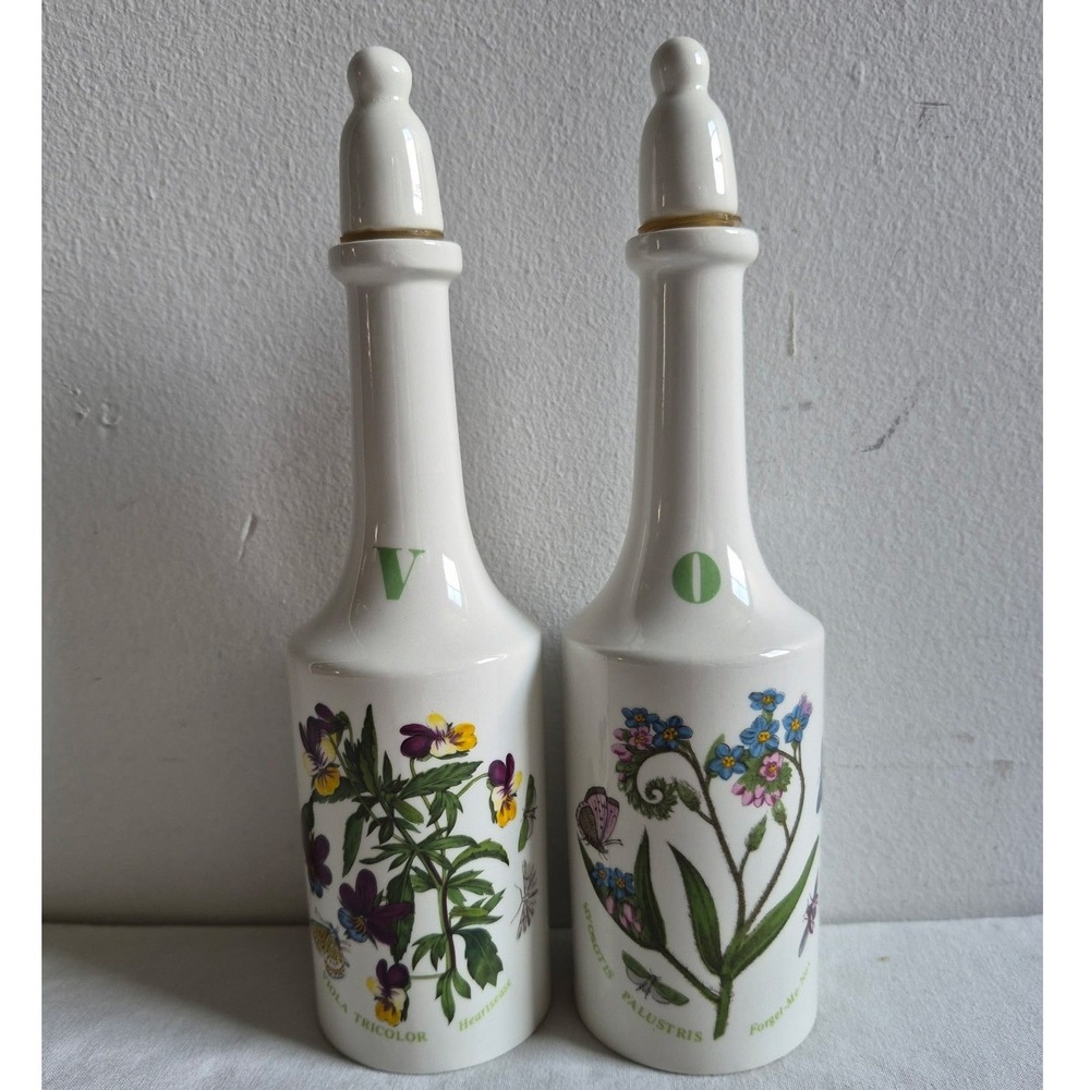Portmeirion Botanic Garden Oil Vinegar Cruet Set White Floral Cottagecore